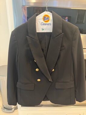 Express Black Blazer with Gold Buttons and Cream Lining